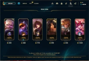 Conta Ouro 1 com 25 Champs e 4 Skins + 8 Fragmentos - League of Legends LOL