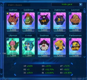 Conta CM e Eosmon mid end - Digimon Masters Online DMO