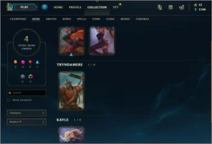 conta league of legends 21 campeões 4 skins LOL