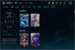 Conta ouro 4 com 121 skins e 125 champs (MAIN JG / TOP) - League of Legends LOL