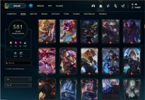 Conta ouro 4 com TODOS os champs e 581 Skins + 8 Prestigios - League of Legends LOL