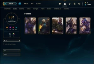 Conta ouro 4 com TODOS os champs e 581 Skins + 8 Prestigios - League of Legends LOL