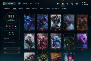 Conta ouro 4 com TODOS os champs e 581 Skins + 8 Prestigios - League of Legends LOL