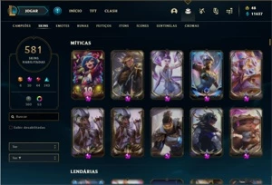 Conta ouro 4 com TODOS os champs e 581 Skins + 8 Prestigios - League of Legends LOL