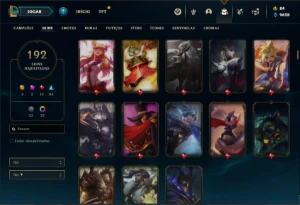 Conta Unranked com 150 Champs e 192 Skins ( MAIN TOP / JG ) - League of Legends LOL