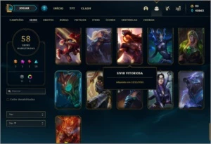Conta prata 1 com TODOS os champs e 58 skins - League of Legends LOL