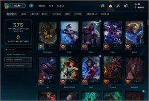 Conta prata 1 com TODOS os champs e 58 skins - League of Legends LOL