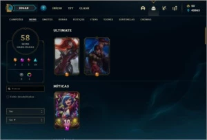 Conta prata 1 com TODOS os champs e 58 skins - League of Legends LOL