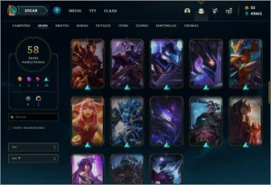 Conta prata 1 com TODOS os champs e 58 skins - League of Legends LOL