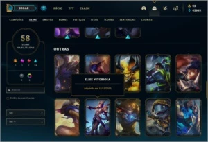 Conta prata 1 com TODOS os champs e 58 skins - League of Legends LOL