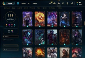 Conta Unranked com 100 Champs e 119 Skins - League of Legends LOL
