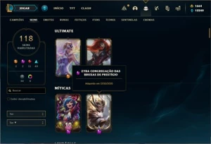 Conta Unranked com 100 Champs e 119 Skins - League of Legends LOL