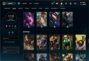 Conta Unranked com 100 Champs e 119 Skins - League of Legends LOL