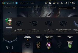 Conta Unranked com 100 Champs e 119 Skins - League of Legends LOL