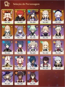 Conta Genshin AR 52 - Mona/Klee/Diluc/Albedo/etc - Genshin Impact