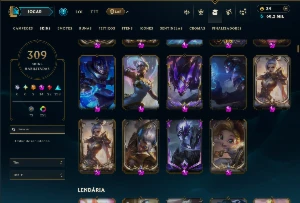 Esmeralda 4 com TODOS os Champs e 309 Skins +14 Miticas - League of Legends LOL