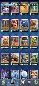 Promoçao, conta quase 53, quase todas cartas no 14 - Clash Royale