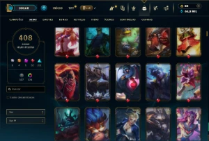 Ouro 4 com TODOS os champs e 408 Skins  (TOP / JG) - League of Legends LOL