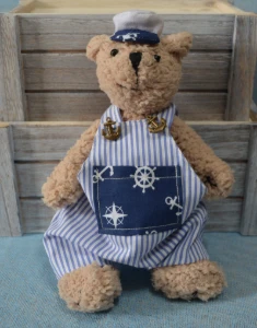 Ursinho Teddy Marinheiro com Macacão Saruel - Artesanato e Personalizados