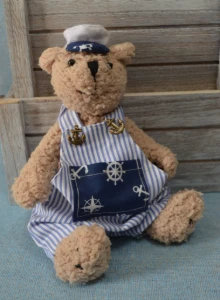 Ursinho Teddy Marinheiro com Macacão Saruel - Artesanato e Personalizados