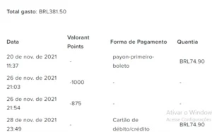 conta valorant (lvl45; prata 1; 381 reais gastos)