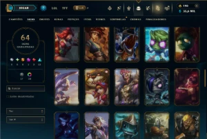 Mestre com TODOS os Champs e 64 Skins ( 208 PDL ) - League of Legends LOL