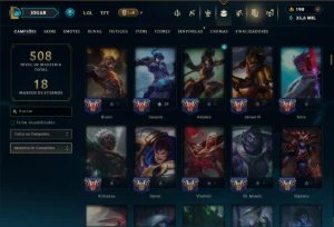 Mestre com TODOS os Champs e 64 Skins ( 208 PDL ) - League of Legends LOL