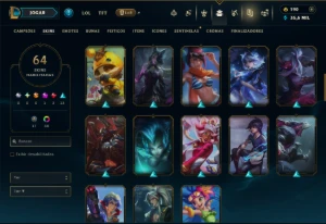 Mestre com TODOS os Champs e 64 Skins ( 208 PDL ) - League of Legends LOL