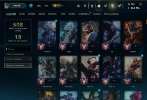 Mestre com TODOS os Champs e 64 Skins ( 208 PDL ) - League of Legends LOL