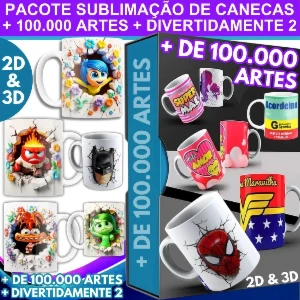 Pack Sublimação Para Canecas + De 100.000 + Divertidamente 2 - Outros