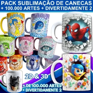 Pack Sublimação Para Canecas + De 100.000 + Divertidamente 2 - Outros