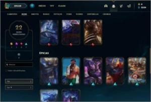 Conta ouro 2 com 22 skins e 76 champs - League of Legends LOL