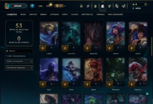 Esmeralda 3 com 50 Champs e 10 Skins - League of Legends LOL