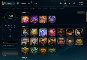 CONTA LEAGUE OF LEGENDS COM SKINS RARAS LOL