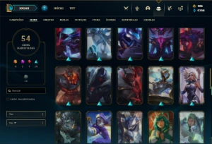 Conta bronze 4 com 70 Champs e 54 Skins + 30 Espolios - League of Legends LOL