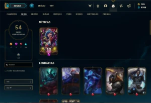 Conta bronze 4 com 70 Champs e 54 Skins + 30 Espolios - League of Legends LOL