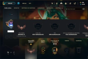 Conta bronze 4 com 70 Champs e 54 Skins + 30 Espolios - League of Legends LOL