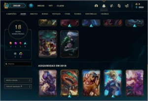 lol 18 skins (1 mitica, 3 lendarias, 6 epicas, 4 legado) - League of Legends