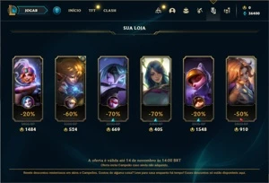 Conta ouro 2 com 26 Champs e 14 Fragmentos de Skins - League of Legends LOL