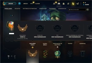 Conta ouro 2 com 26 Champs e 14 Fragmentos de Skins - League of Legends LOL