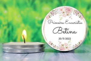 Vela na Lata Personalizada Primeira Eucaristia
