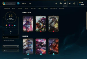 Conta ouro 4 com 65 Champs e 25 Skins - League of Legends LOL