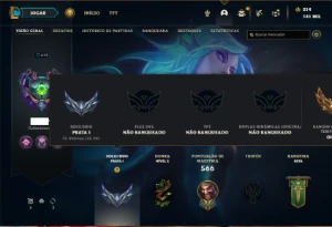 Conta prata 1 com TODOS os champs e 181 Skins + 5 Vitoriosas - League of Legends LOL
