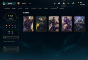Conta prata 1 com TODOS os champs e 181 Skins + 5 Vitoriosas - League of Legends LOL