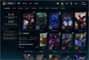 Conta bronze 1 com 109 champs e 114 skins - League of Legends LOL