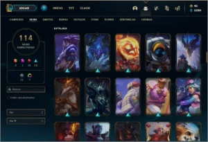 Conta bronze 1 com 109 champs e 114 skins - League of Legends LOL