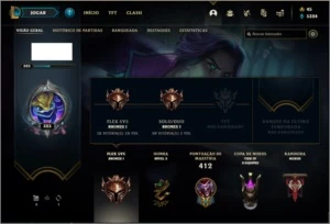 Conta bronze 1 com 109 champs e 114 skins - League of Legends LOL