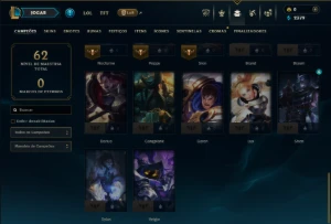 Unranked com 40 Champs e 7 Skins - League of Legends LOL