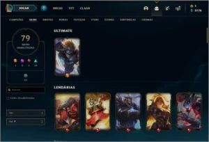 Conta platina 2 com 130 champs e 79 skins - League of Legends LOL