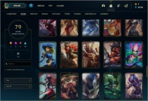 Conta platina 2 com 130 champs e 79 skins - League of Legends LOL